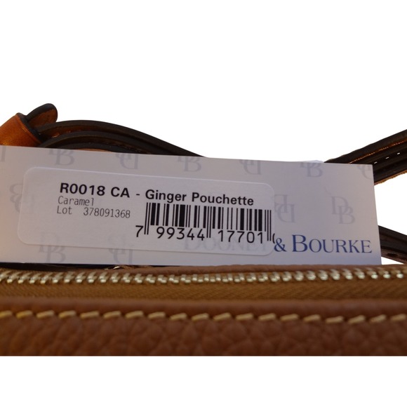Dooney & Bourke Ginger Pouchette Crossbody Bag Caramel Pebbled Leather Purse NWT - Picture 3 of 12